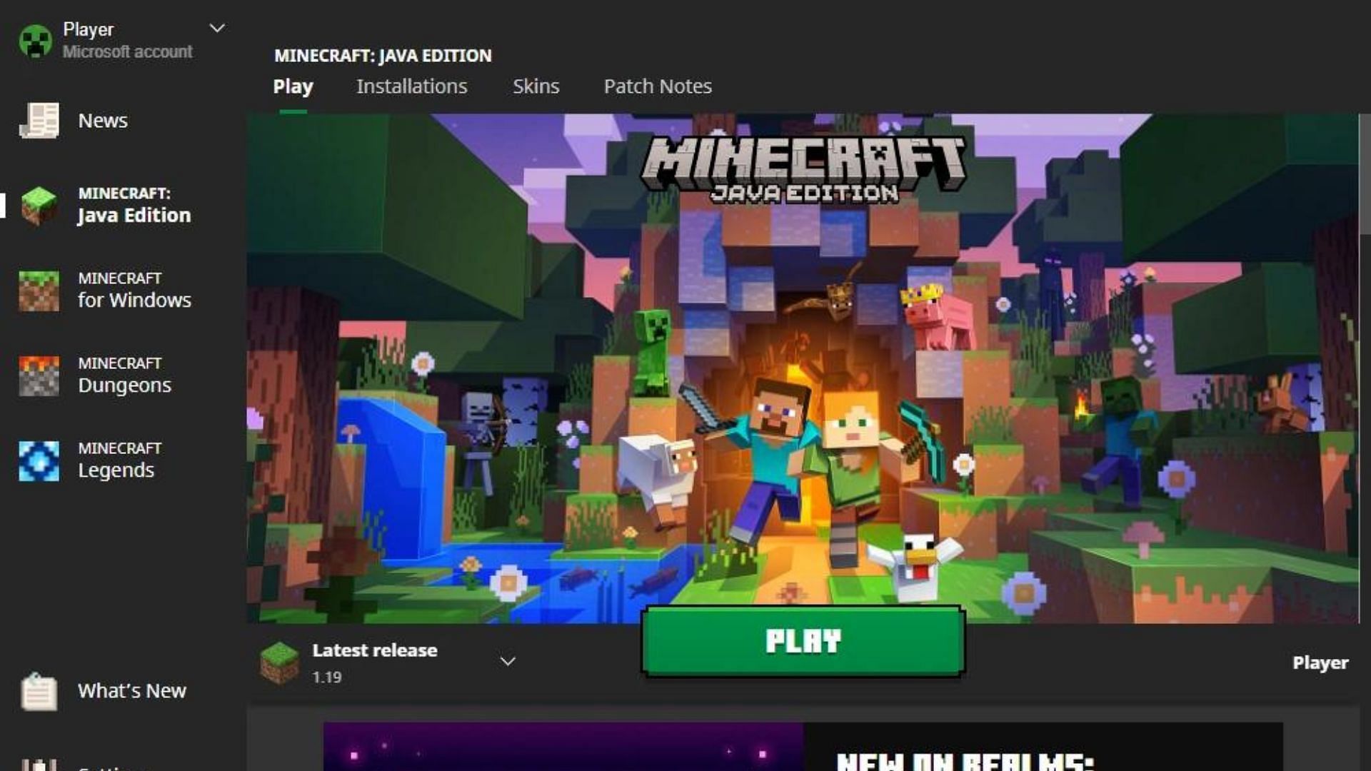 Minecraft launcher (image via Mojang Studios)